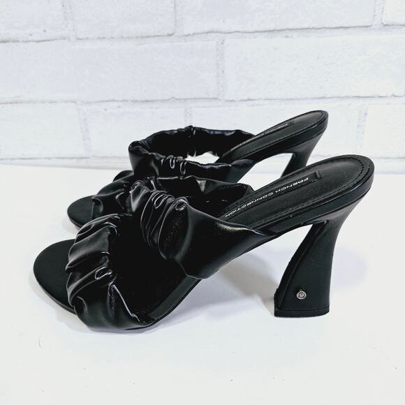 French Connection Black Faux Leather Crystal Heels - Picture 4 of 8